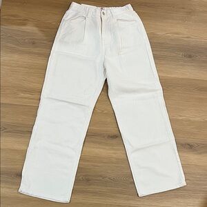 Cotton denim pin-tuck wide Leg with banding waistband